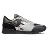 2023 modedesigner rockrunner camo casual skor kamouflage mesh tyg gummi stud armé grön topp läder plattform sneakers kvinnor mens lyx löpare tränare tränare