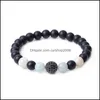 Шармовые браслеты Micro Pave Cz Disco Ball Bear Beak Black Stone Bracelet Женщины мужчины йога ручная струна украшения дружба подарки Carshop2006 DH6S8