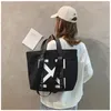 2022 Bags For Women Simple Off Fashion Shoulder Bag Reusable Black White Shopping Bags Casual Large Tote Female Handbag