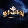 Cluster Anneaux de couronne exquis Zircon Gold Ladies 925 Silver Fashion Luxury Weddd Jewelry Bridal Ringscluster Wynn22