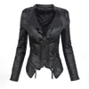 검은 고딕 가짜 가죽 푸 재킷 여자 겨울 가을 패션 오토바이 코트 펑크 지퍼 외부웨어 플러스 크기 가을