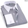 Men's Dress Shirts Men French Cuff Shirt 2022 White Long Sleeve Casual Buttons Male Brand Regular Fit Cufflinks Included 6XLMen's Chee22