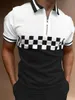 Heren Polo's 2022 Mannen Shirts Zomer Hoge Kwaliteit Casual Mode Korte Mouw Gestreepte S Heren Turn-Down Kraag ritsen TEES