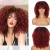 Kort hår afro kinky lockiga peruker med lugg afrikanska syntetiska ombre 1 burgundy glulösa peruker för svarta kvinnor hög temperatur2486288