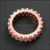Cluster anneaux bijoux glacé 2 rang 360 Eternity Stone Micro Pave cubic zirconia rose rose plaquée diamants simated sonnerie hip hop pour les hommes d