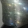 T-Shirt Femme Cristal Brillant Full Transparent Mesh Crop Top Sexy Voir à Travers Slim Manches Longues Femme Chemises 220516