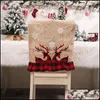 Chair Ers Sashes Home Textiles Garden Christmas Cotton Linen Embroidery Elk Er Festival Party Decor Dining Chairs Backrest Xmas Decoration