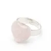 10 مللي متر الحجر الطبيعي خاتم القلب جمشت العقيق الوردي كريستال شقرا حلقة مفتوحة الفولاذ المقاوم للصدأ للنساء مجوهرات