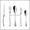 Flatware Sets Kitchen Dining Bar Home Garden Portable 5 Pcs/Set Stainless Steel Sier Western Dinnerware Cutlery Knife Dhrld