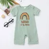 Schöne Strampler Mama Dada Druck Neugeborene Kleidung Kinder Body 60-100 CM Reine Farbe Babys Regenbogen Overall Für Mädchen und Jungen