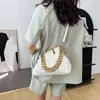 Evening Bag Women 2022 New Fashion Wrinkled Metal Clip Chain Small Square Versatile One Shoulder Messenger Trendy 0719