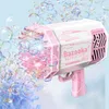 Bubble Gun Rocket 69 Holes Soap Bubbles Electric Machine Gun Shape Automatic Blower With Light Toys Bubble Bazooka Blower 220705