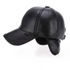 デザイナー帽子ボールキャップ高品質のフェイクレザーハット本物の冬のレザーベースボールキャップブラックS 8LP6