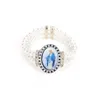 Pearl Central Rosary Sacred Heart Virgin Mary Bracelet Crystal Jesus Sacred Heart Religious Center Gift228L