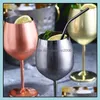 Copos de vinho Drinkwares Cozinha Bar Garden Home Garden 500ml Glass Metal Cup Champagne 304 Aço inoxidável Sier Gold Copper Drop Deliver