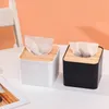 Nowoczesna drewniana serwetek kwadratowy kształt drewniany plastikowy pudełko tkanek obudowa domowy papierowy papier do przechowywania akcesoria 220523