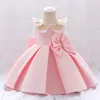 Flickans klänningar 2022 Summer Flower Baby Girls Spädbarnsklänning Ceremoniella klädtryck Kostymer Kväll Prinsessan 1 år födelsedagsfest