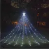 LED Pentagram Waterfall Light Christmas Hanging Tree Light Flowing Water Outdoor Garden Remote Control Solar Lights Party Supplies3183558