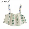 KPYTOMOA Kvinnor Fashion Floral Embroidery Croped Tank Tops Vintage Back Elastic Wide Straps Female Camis Mujer 220519