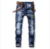 2022 nuovi jeans neri elasticizzati strappati da uomo moda pantaloni denim moto lavati slim fit con pannelli jeans di vendita per pantaloni hip-hop firmati da uomo B3