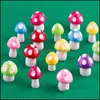 Andra hemträdgårdar 24st/Lot Fairy Miniatyres Mini Mushroom Ornament Harts Craft Miniature Figurer Manualidades Drop Delivery 2021 Lau1b