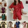 Женская шелковая атласная пижама, установленная с двумя частями PJ Sets Sleepwear Loungewear Летняя одежда для женской одежды