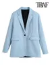 TRAF femmes mode tenue de bureau simple bouton Blazer manteau Vintage à manches longues dos évents vêtements de dessus pour femmes Chic Veste 220402