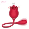 Skönhetsartiklar 10 Hastigheter Rose Tongue Slicking Vibrator för kvinnor uppladdningsbar silikonklitorisstimulator slickar vibator g Sexiga leksaker