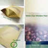 22x30cm, 100 pcs zíper marrom reutilizável levantar-se bolsas de embalagem de alimentos de papel kraft com matte clear janela armazenamento de cozinha