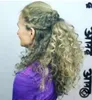 Sól i pieprz Srebrny szarotnik ludzki kucyk włosów Orywacja Grey Kinky Curly Pony Tail Sairpice 120G 100GG 1PCS