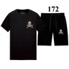 Herrespår Summer Rhinestone Tracksuit Men Women Two Piece Set Casual Tops Kortärmade T-skjortor och shorts Blackmen's