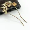 Chinese Ancient Style Flower U-shaped Hair Sticks Women Bride Wedding Retro Hairpins Headwear Party Hair Jewelry Accessories