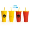 5 -stcs/set 710 ml magische kleur veranderen water cup mode draagbare herbruikbare plastic temperatuur verkleuring waterfles met deksel/stro