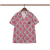 2023 Hawaii Floral Letter Print Beach Shirts Men's Designer Silk Bowling Shirt Casual Men Summer Short Sleeve Dress Shirts Luxury Brand Pyjama Set M-3XL