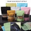 Sacs refermables plats Sac d'emballage en papier d'aluminium coloré Snack Nut Candy Storage Mylar Pouch Clear Window Matte Stand-Up Food Grade Design Storage MJ0452