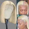 Perruque Lace Front Wig synthétique brésilienne lisse, courte, Blonde 613, Simulation de cheveux humains, pour femmes noires