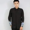 Męskie koszulki męskie męskie ubranie moda moda wybieg chiński haftowany vintage vintage długi rękaw