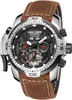 Reef Tiger Mens Sport Watches rostfritt stål Automatisk klocka Militärklockor läderrem