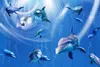 Sea World Dolphin 3D tak väggmålning tapeter för vardagsrum sovrum hemförbättring dekor 3d tak vägg klistermärke