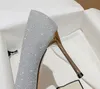 Top Grade Women Sier Wedding Crystal Stiletto Bridal High Heel with Genuine Leather Party Prom Shoes Plus Size 35-40