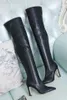 Elegant designer elasticitet knä stövlar kelly booties toppkvalitet högklackade Vinter Lady Knights boot EU35-40