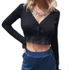 Women's Knits Women's & Tees Pink Black Green Women Cardigans 2022 Fashion Slim Ladies Knitted Sweater Crop Top Long Sleeve Buttons
