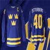 Nik1 40Vintage 1 Lindbergh Sverige Tre Kronor Hockey Jersey Peter Foppa Forsberg 40 Zetterberg 35 Lundqvist Anpassningsnamn och nummer