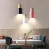 Pendant Lamps Cord Study Wood Lights Colorful Iron Fixture Kitchen Lsland Bar El Parlor Black White E27 Led Hang LampPendant