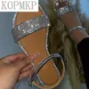 Гладиаторские женские сандалии хрустальная мода летние обувь Flat non Slip Beach Femme zapatos deportivos para mujer sapatos femininos 220725