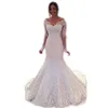 2022 Роскошные арабские русалки Свадебные платья Дубай Сверкальные кристаллы длинные рукава плюс размер свадебные платья