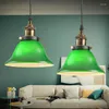 Подвесные лампы Американский ретро ностальгический промышленный стиль E27/E26 Ресторан Creative Bar Coffee Shop Emerald Green Glass