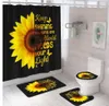 Sunflower butterfly HD digital printing polyester bathroom shower curtain toilet three piece set