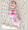 Bloemen baby swaddle wrap deken wraps dekens kinderdagverblijf beddengoed handdoekje baby baby gewikkeld doek met bowknot hoofdband 2 stks/set