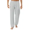 Pantaloni casual estivi da uomo di alta qualità Pantaloni in lino di cotone naturale Pantaloni da uomo dritti in vita elastica in lino bianco 220704